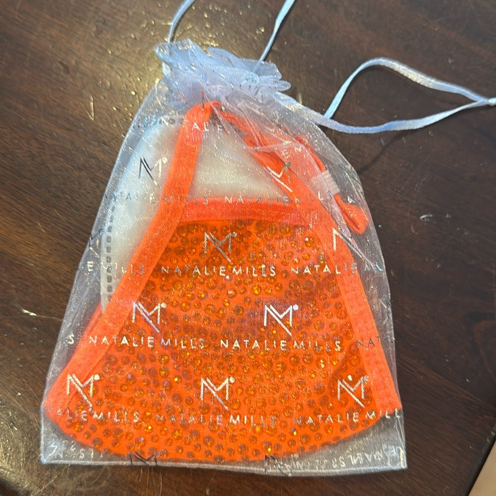 Orange Rhinestone Destiny Crystal Face Mask with AB Crystals Natalie Mills